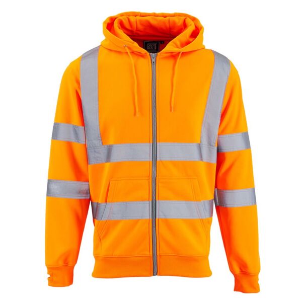 Supertouch Hi Vis Orange Zipped Hooded Sweatshirt Thumbnail